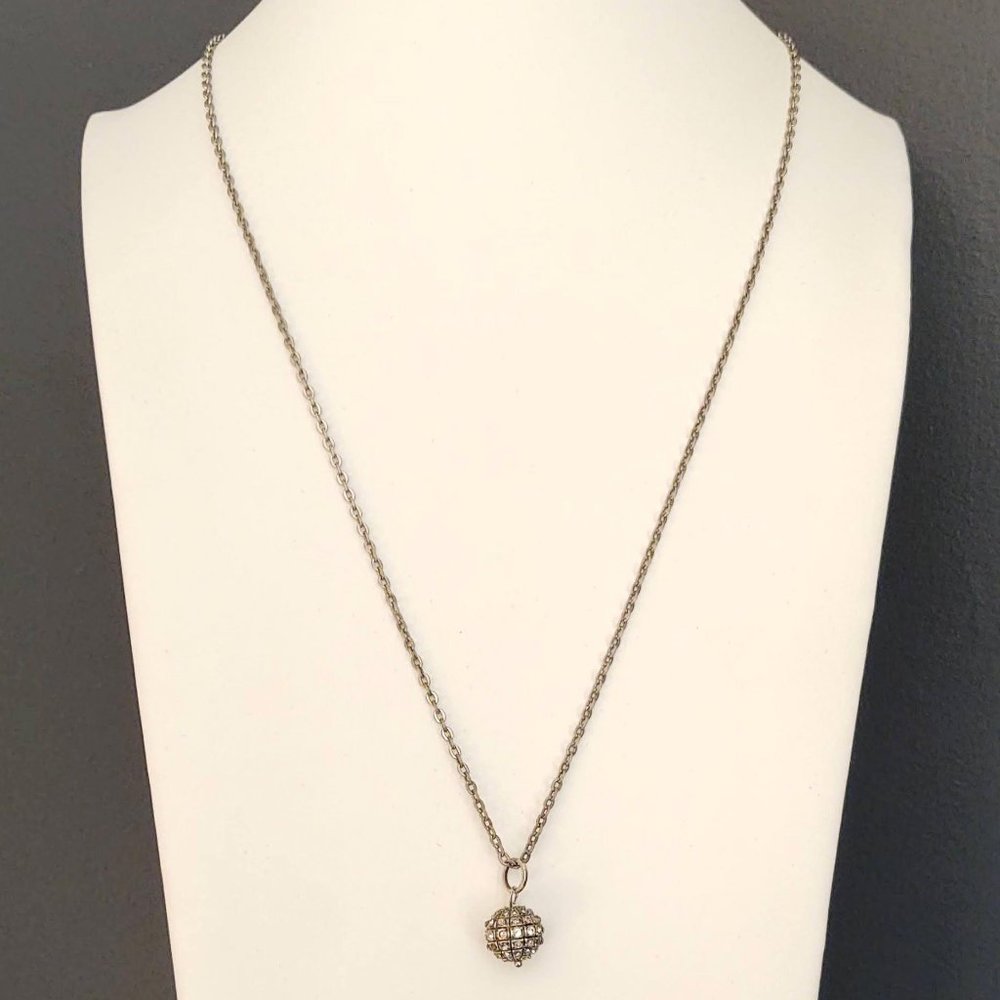 Long pave crystal drop pendant necklace